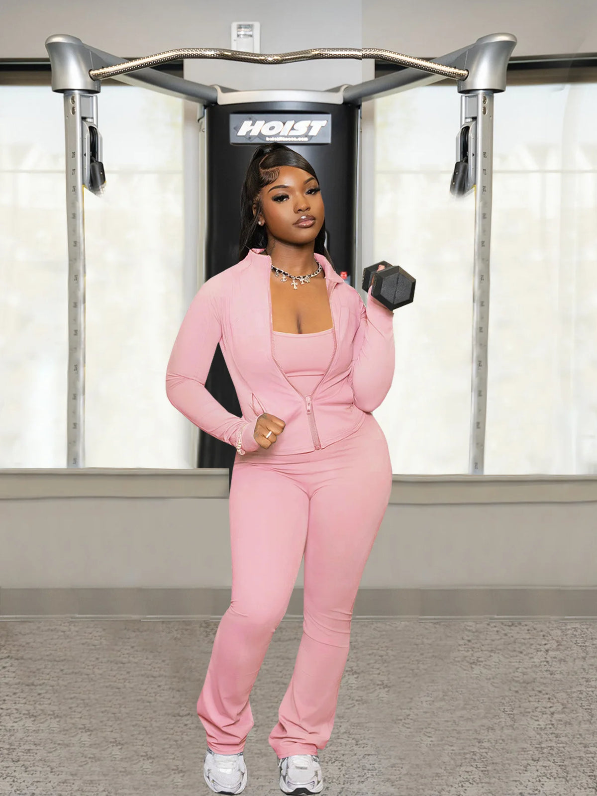 Zip Jacket And High Waist Jogger Set