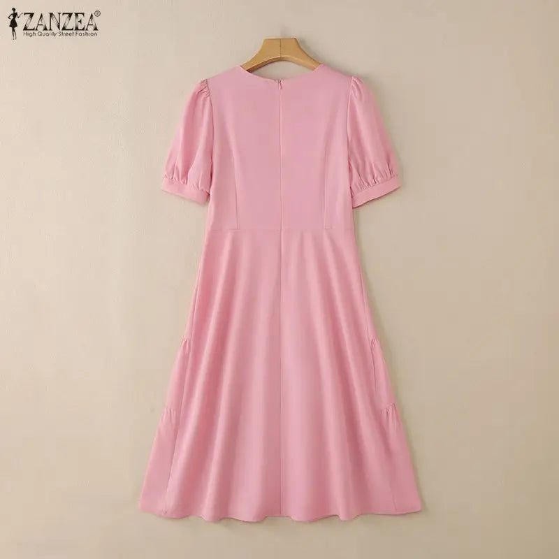 Tiered Puff Sleeve Midi Dress