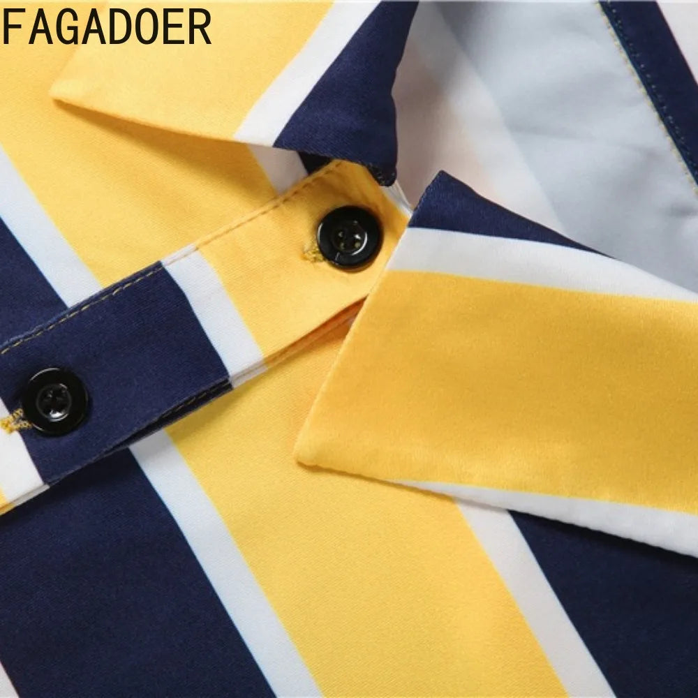 Vibrant Yellow Striped Patchwork Mini Dress for Women
