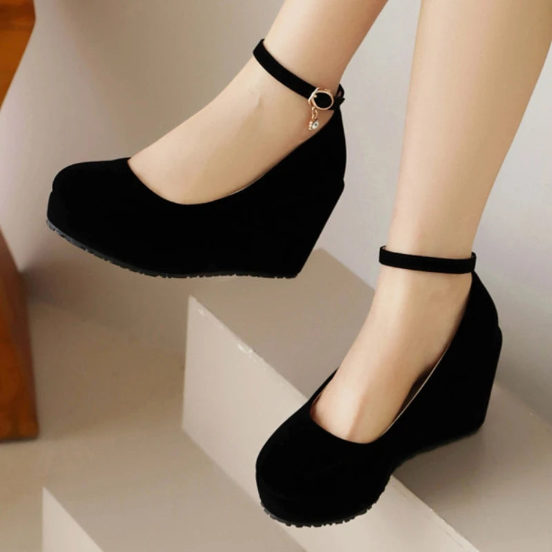 Buckle Strap Platform Wedge Heels