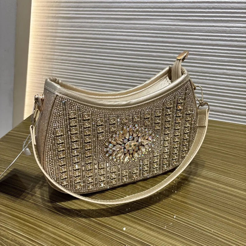 Dinner Women's Bag Luxury Brand Diamond-encrusted Glittering Dinner Party Women's Handbag Fashion Diamond-encrusted Shoulder Bag
