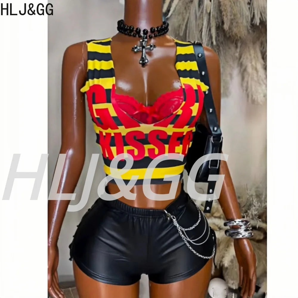 Yellow Stripe Letter Tank and Shorts Set