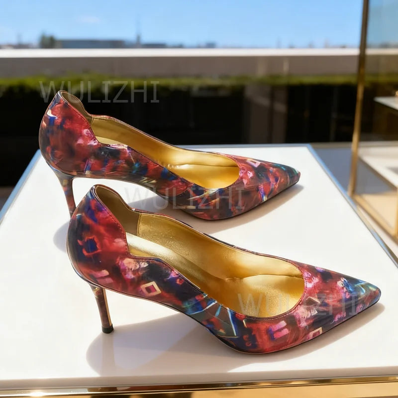 Metallic Red Pump Style Pointed Toes Sandals for Women