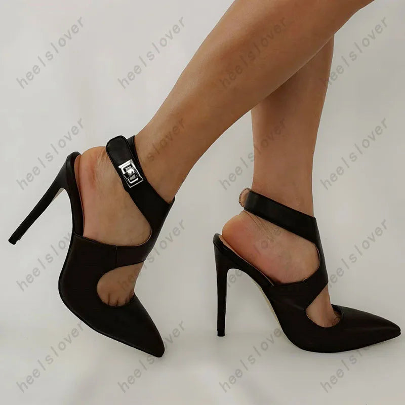 Elegant Hollow Out Pointed Toe Stiletto Sandals for Women
