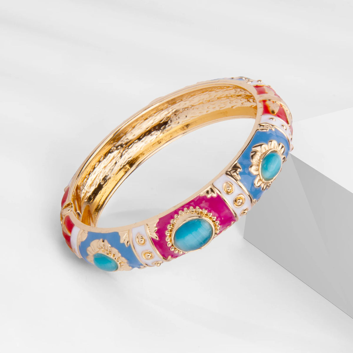 Colorful Enamel Bohemian Bangle Bracelet for Women