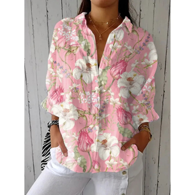Ditsy Floral Oversized Dropped Shoulder Blouse for Women