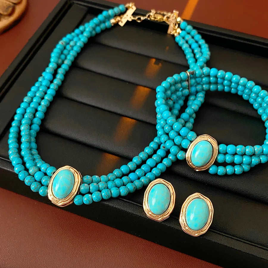 Green Stone Beaded Jewelry Set