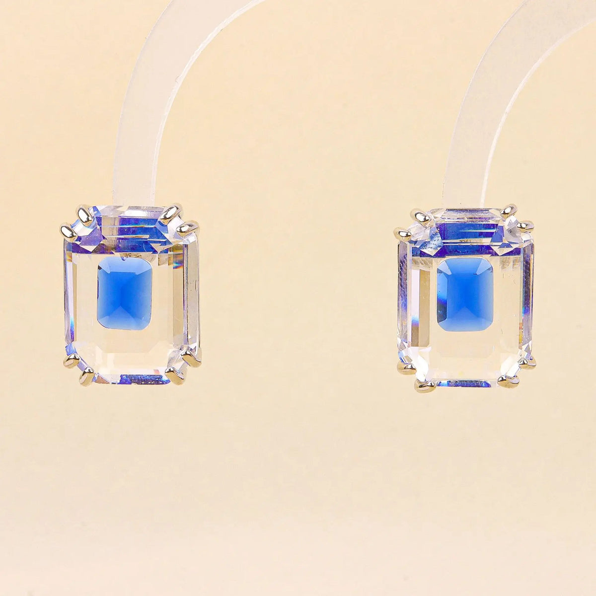Colorful Geometric Zircon Stud Earrings
