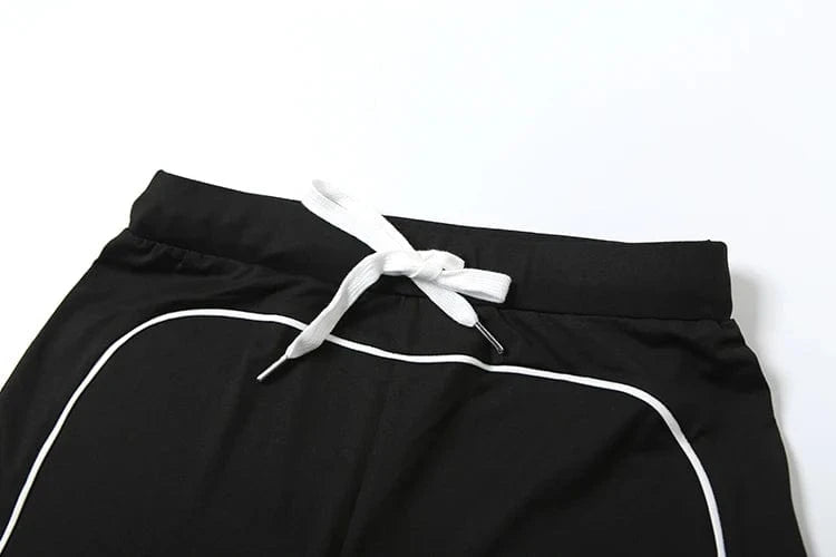 Weird Puss Summer Women Casual 2 Piece Set Tracksuit Zip Patchwork Shorts Sleeve Crop Tops+Shorts Stretch Sporty Outfits