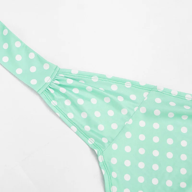 Polka Dot Print Halter Backless Tank Top Two Piece Set for Women