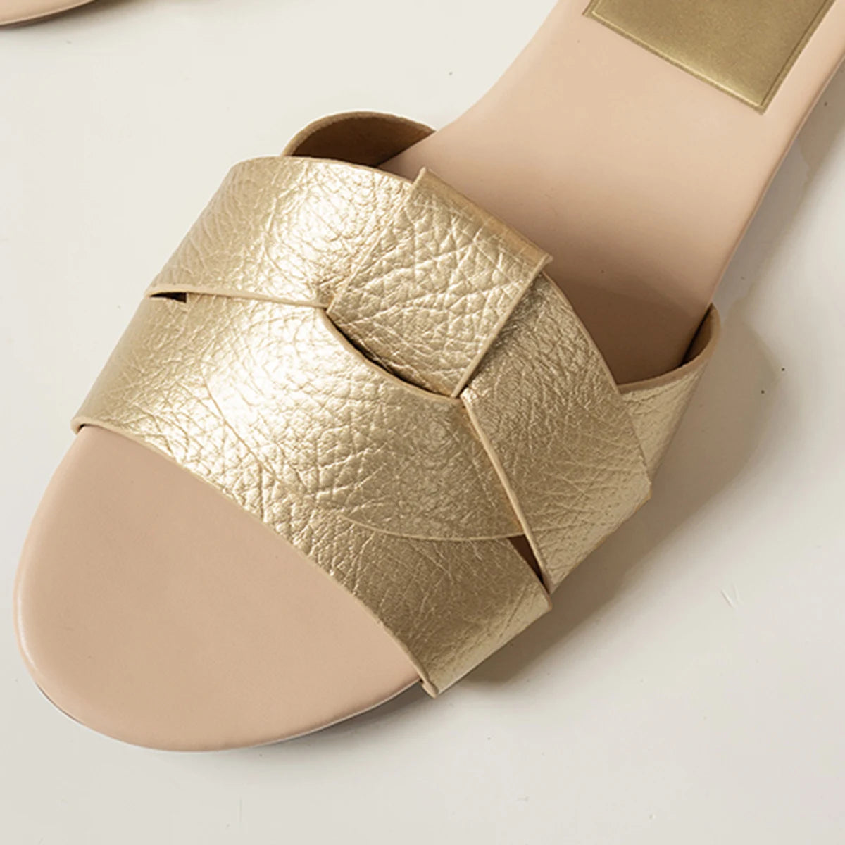 Gold Woven Cross Tie Slides
