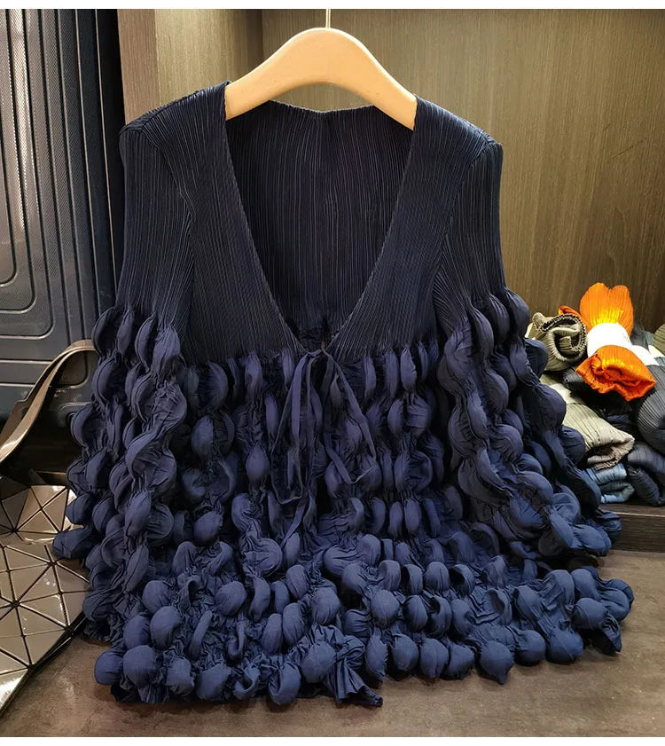 Elegant Lace Up Pleated Long Sleeve Coat for Women