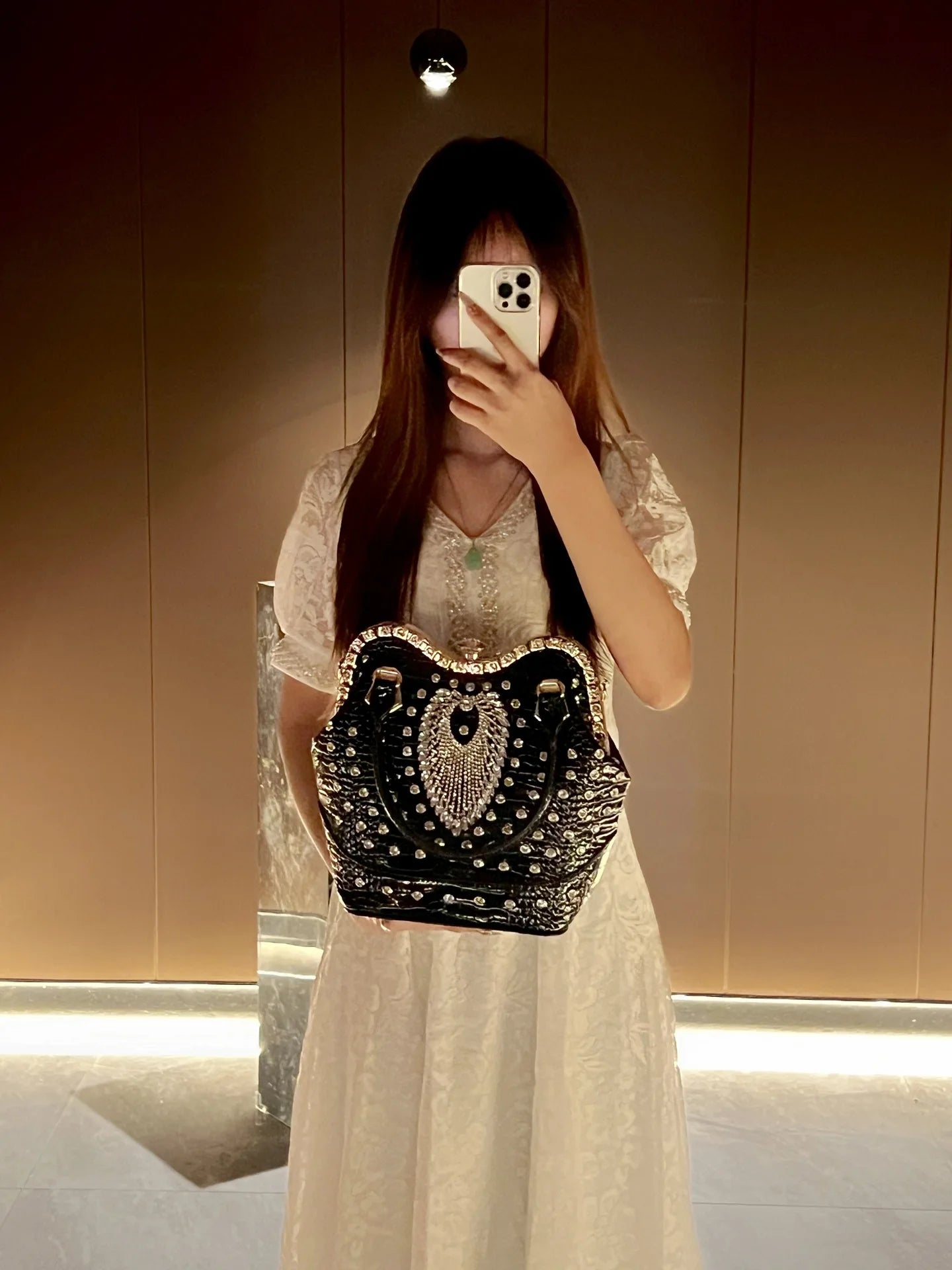 New Women's Dinner Bag with Diamonds Shiny Dinner Party Handbag Luxury Brand Diamond-encrusted Fashionable Women's Shoulder Bag