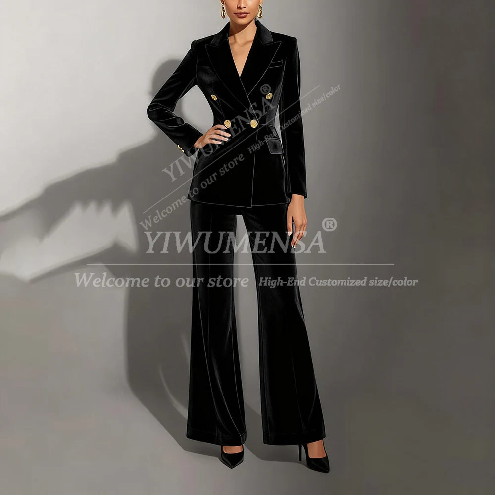 Velvet Double Breasted Two Piece Suit