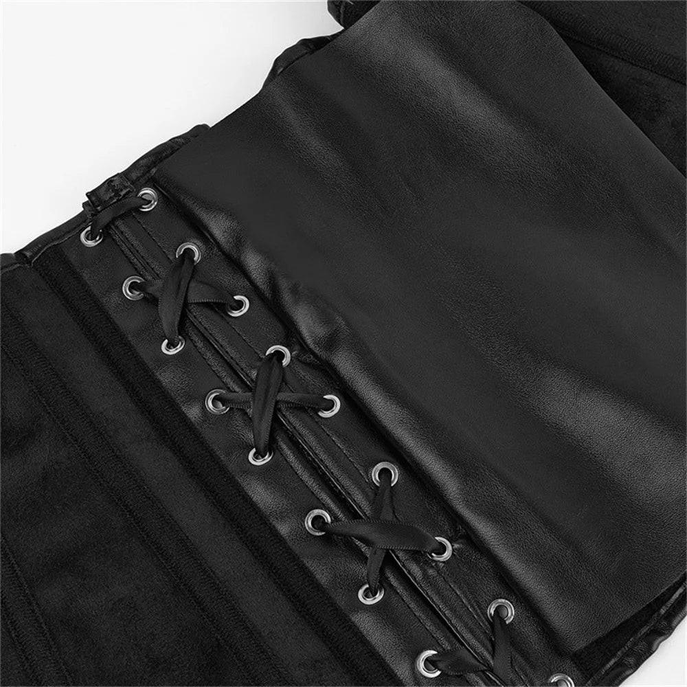 Steampunk Faux Leather Overbust Corset With Zipper for Women