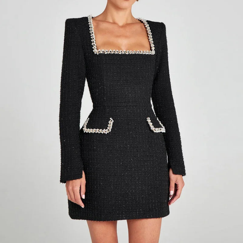 Summer Autumn Patchwork Slim Fit Party Dress, Women 2025 Vintage Backless O Neck Mini Dress, Sexy Sleeveless Pocket Ladies Dress