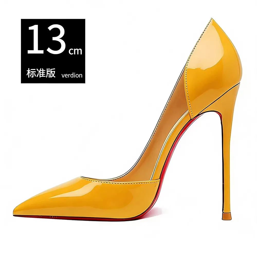 Pointed Toe Patent Leather Stiletto Heels for Women