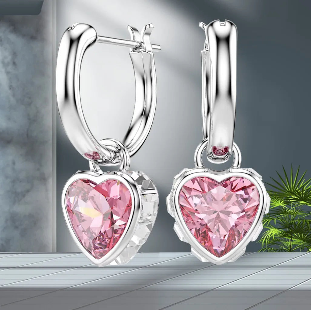 Elegant Silver Crystal Necklace And Earring Set for Women