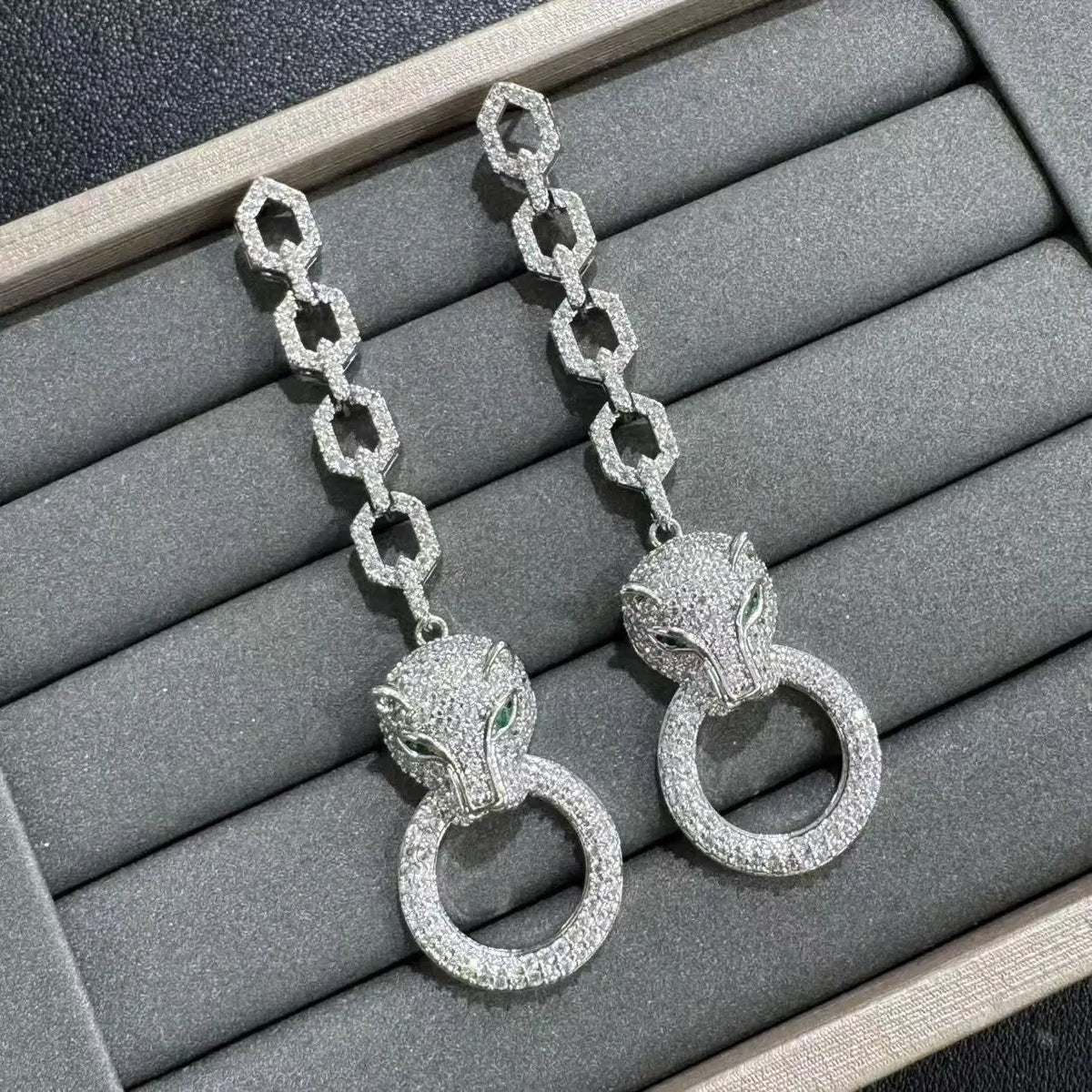 Leopard Zircon Earrings Necklace And Bracelet Set for Women