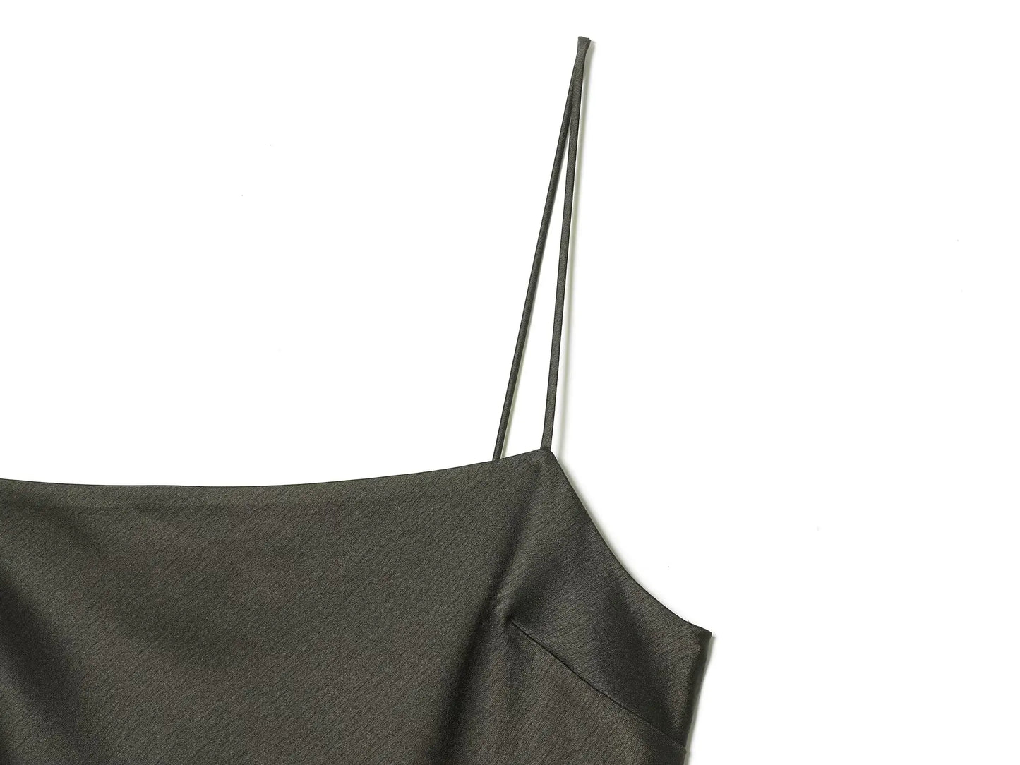 Elegant Dark Green Satin Lace Slip Evening Dress For Women
