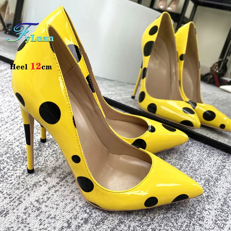Polka Dot Pointed Toe High Heel Stiletto Pumps for Women