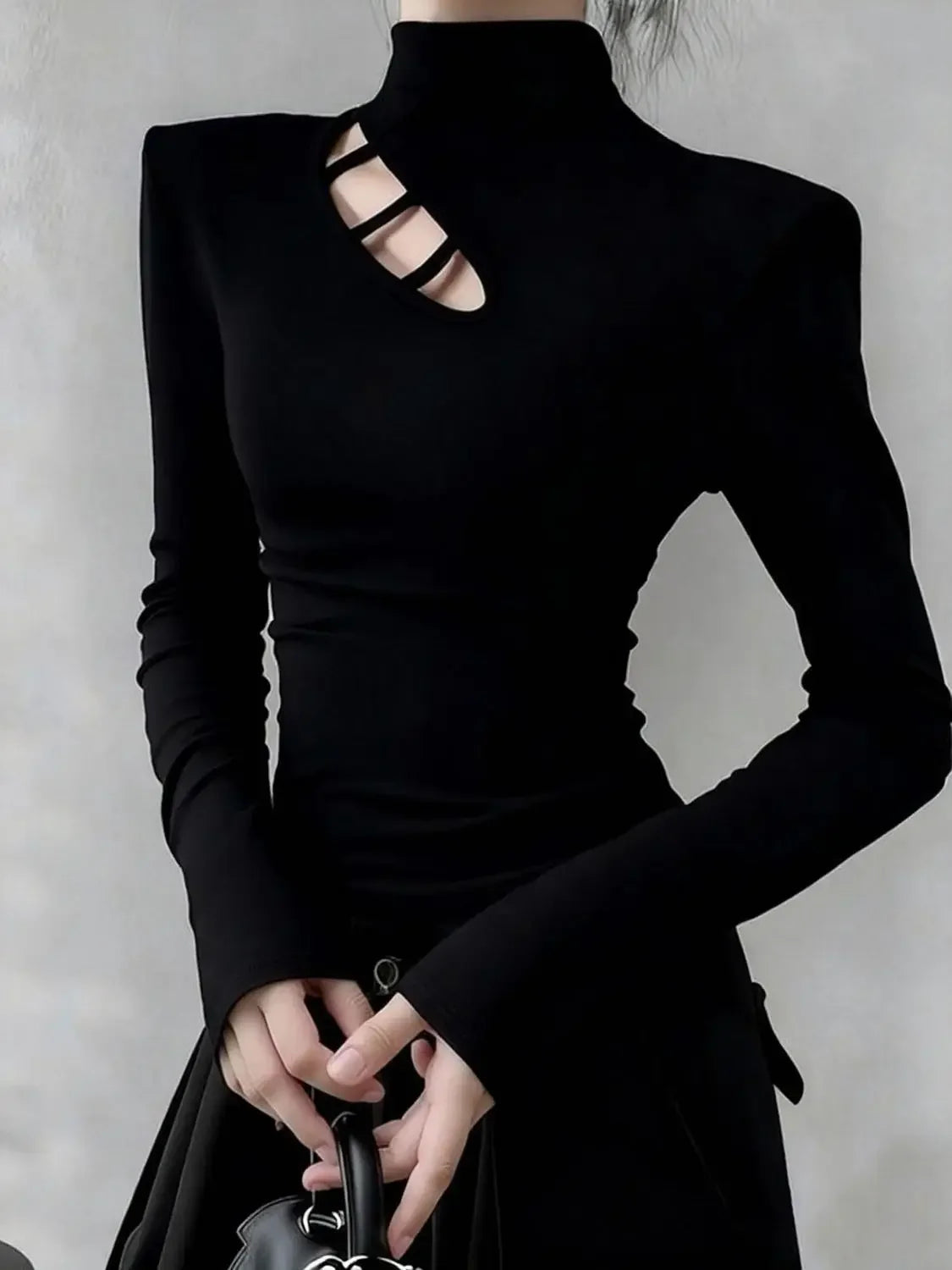 Long Sleeve Turtleneck Hollow Out Pullover For Women