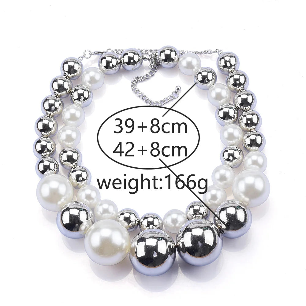 Double Layer Imitation Pearl Choker Necklace for Women