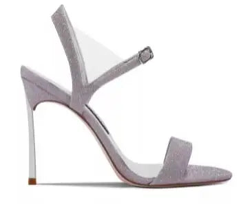 Elegant Glitter Ankle Strap Stiletto Sandals For Women
