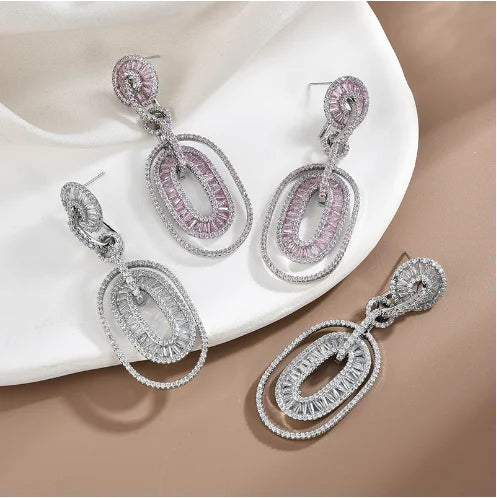 Geometric Zircon Drop Earrings