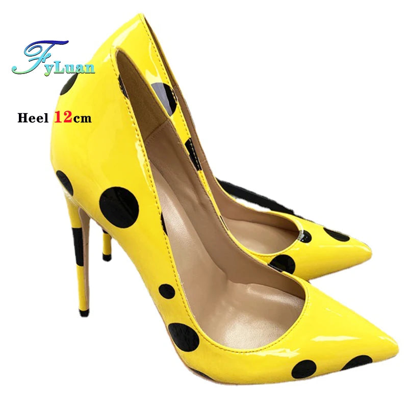 Polka Dot Pointed Toe High Heel Stiletto Pumps for Women
