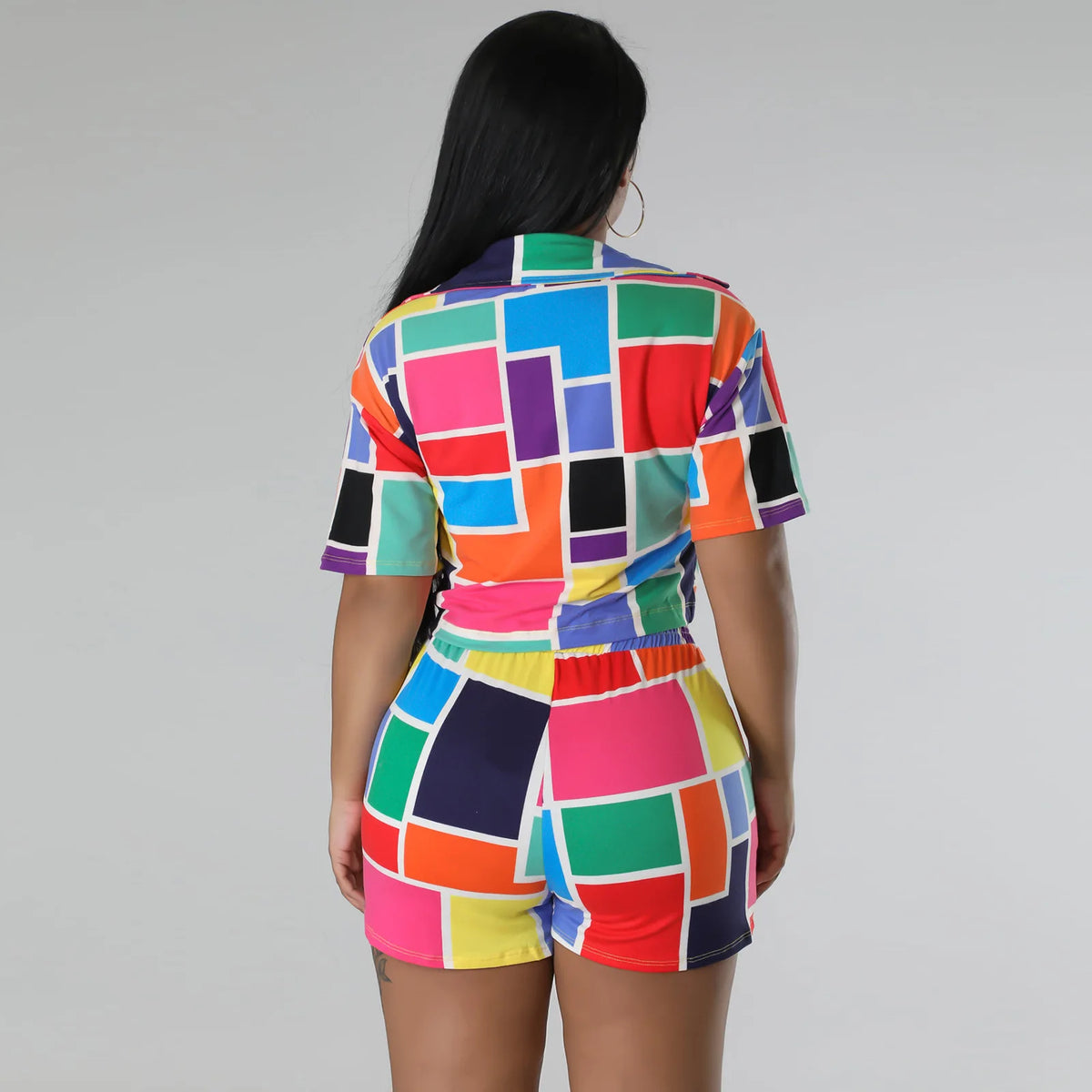 African Print Dashiki Two Piece Set With Shorts for Women