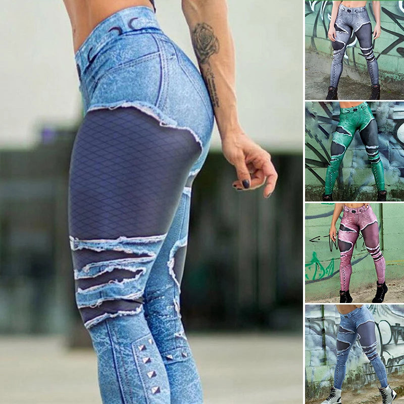 Plus Size Seamless Denim Leggings