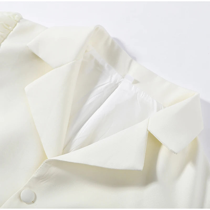 Tailored Lapel Jacket and Pleated Trousers Set for Women