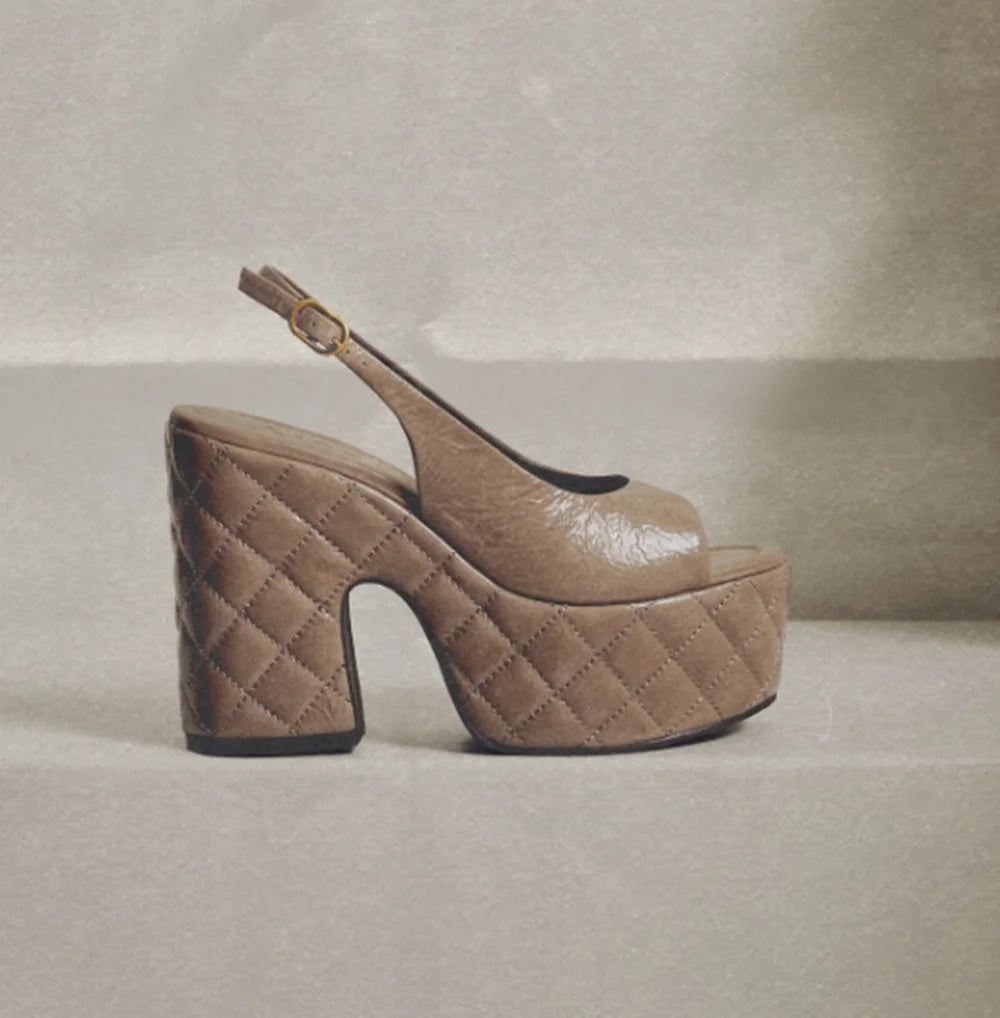 Retro Peep Toe Platform Sandals