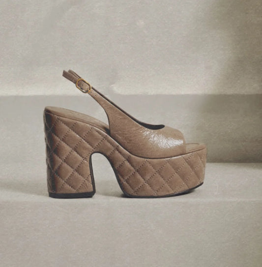 Retro Peep Toe Platform Sandals