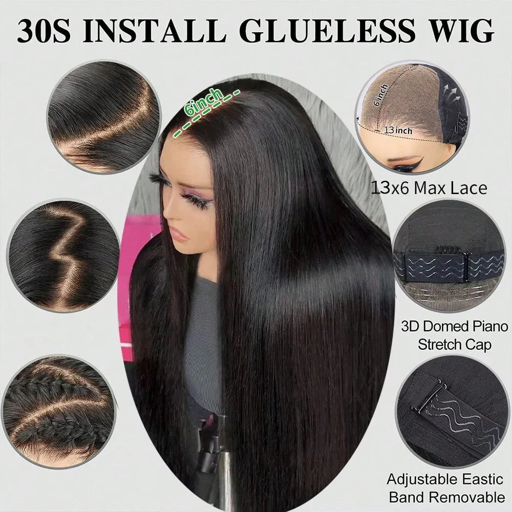 Glueless Bone Straight Brazilian Lace Front Wig for Women