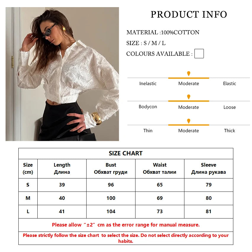 Slim Fit Cotton Button Front Crop Blouse for Women