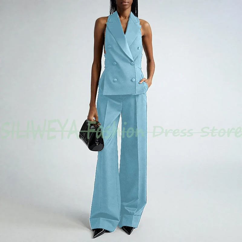 Double Breasted Vest And Pants Set