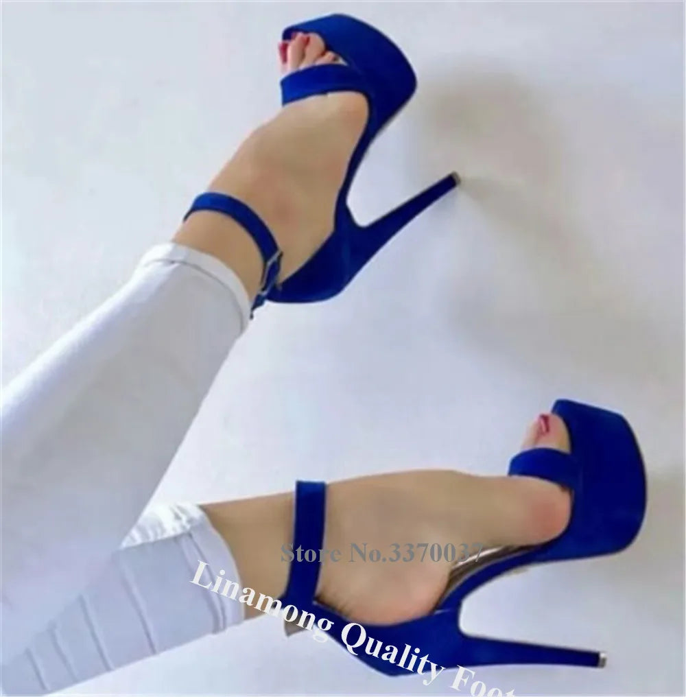 Open Toe Platform Stiletto Sandals With Buckle Strap For Women