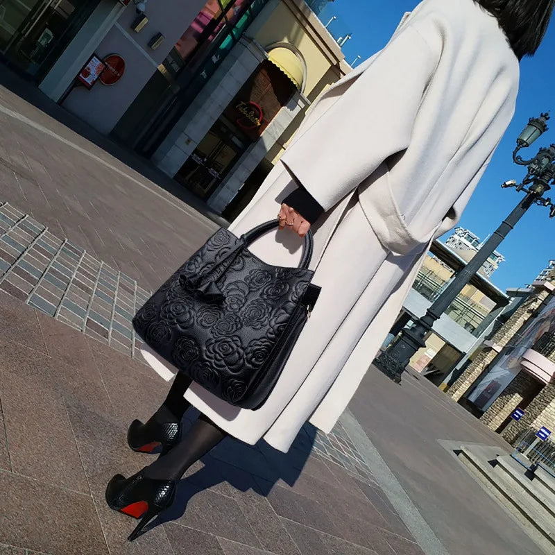 Elegant Camellia Tote Bag With Large Capacity for Women