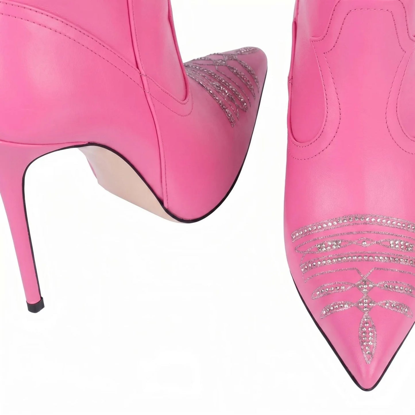 Retro Embroidered Rhinestone Knee High Cowboy Boots for Women
