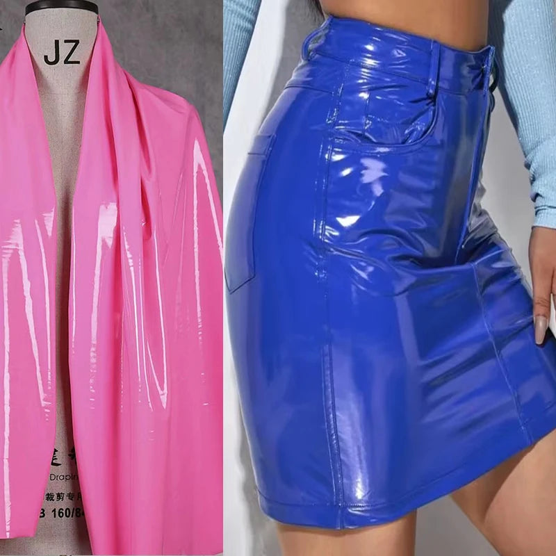 High Waist Leather Mini Skirt with Pockets for Women