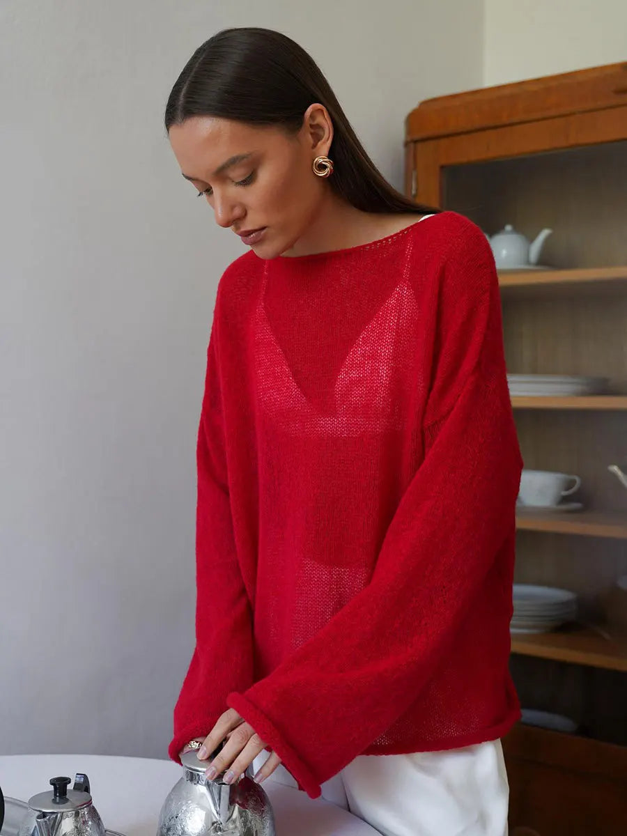 Sheer Hollow Knit Sweater