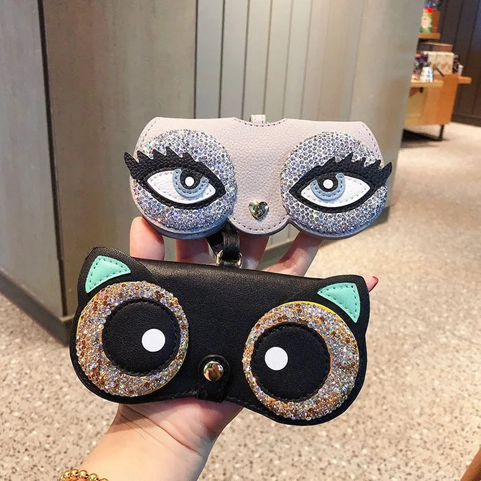 Diamonds cute glasses clip ins fashion sunglasses bag portable sunglasses case protective cover bag bag hanging jewelry