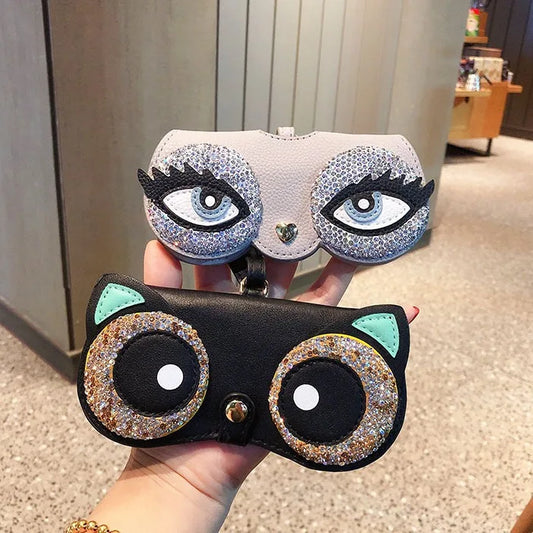 Diamonds cute glasses clip ins fashion sunglasses bag portable sunglasses case protective cover bag bag hanging jewelry