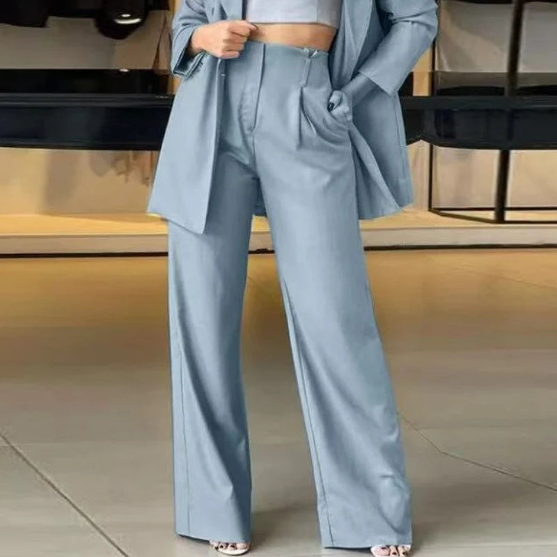 Two Piece Sets Women Blazer Office Lady Peaked Lapel Blazer Suits Elegant High Waist Trouser Outfits Fashion Pant Suit 2025 Fall
