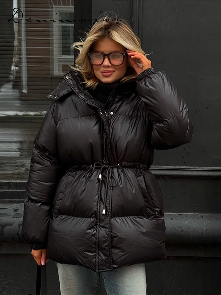Detachable Hood Cropped Padded Winter Jacket for Women