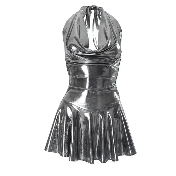 Tight Short Skirt Women Streetwear Fashion V-neck Backless Casual Pleated Dresses Sexy Backless Strap Dress Y2k Summer 2025 New