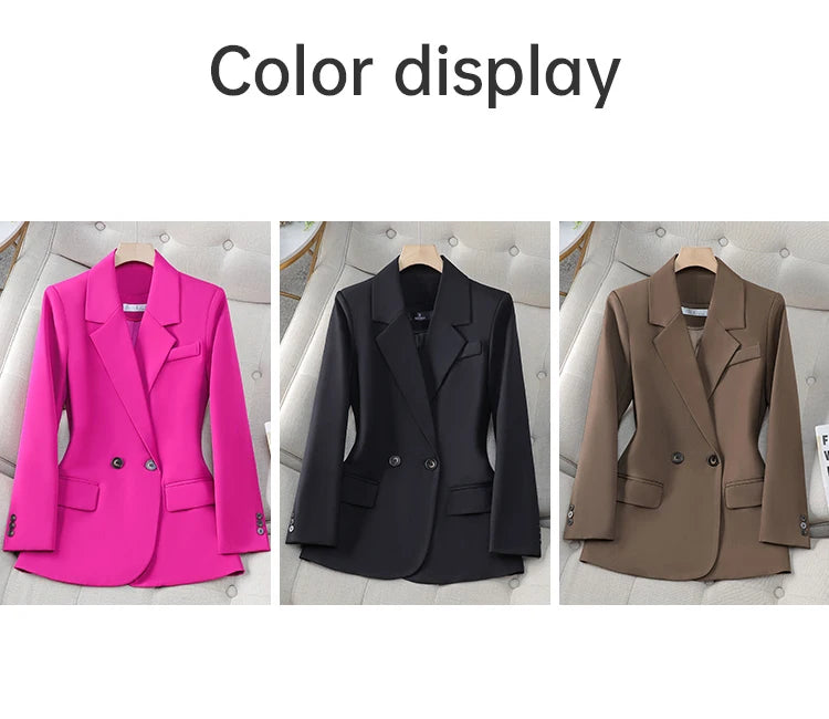 Fashion Women Blazer Pink Black Coffee Female Long Sleeve Solid Autumn Winter Ladies Loose Formal Jacket Coat For Work Wear