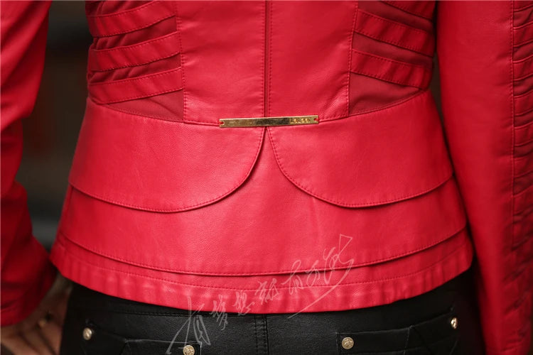 Leather Jacket Women New Fashionable Women's Clothing Autumn Patchwork Slim Coat